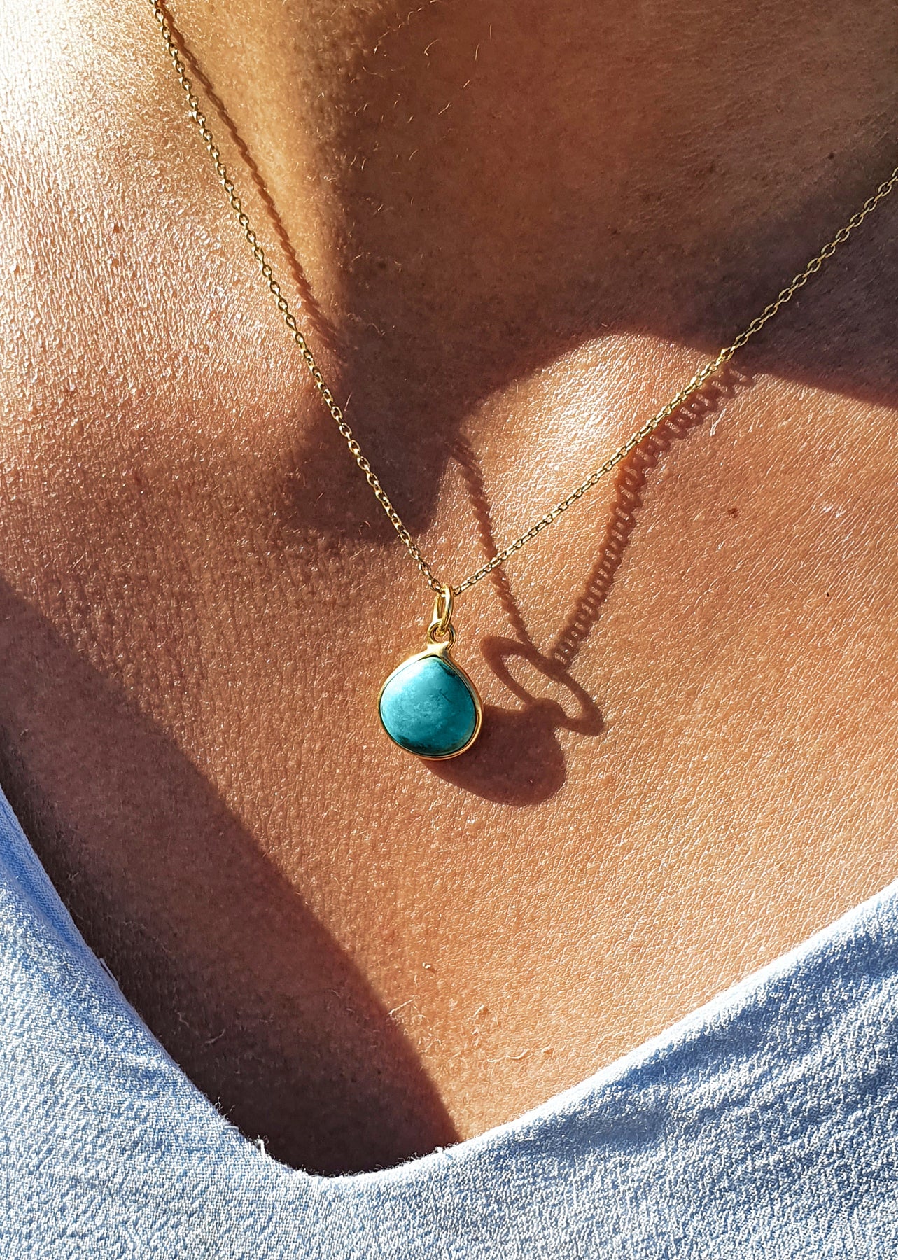 Natural 10-12mm Blue Turquoise Chunk Bead Necklace – Tibetan Silver, 18"