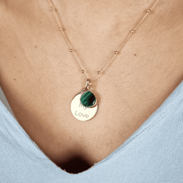 18ct Gold Vermeil Malachite Necklace | Ethically Sourced Jewellery - Image 2