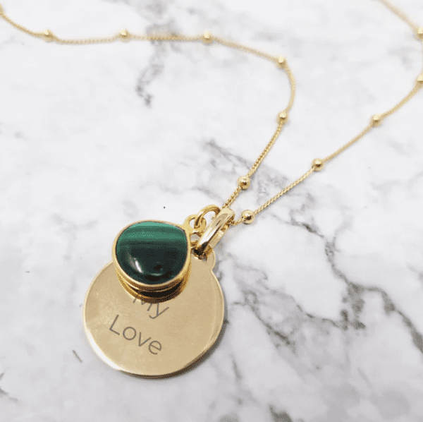 18ct Gold Vermeil Malachite Necklace | Ethically Sourced Jewellery