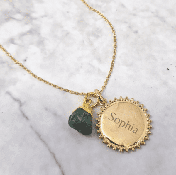 18ct Gold Vermeil Name Birthstone Necklace | Ethically Sourced Jewellery