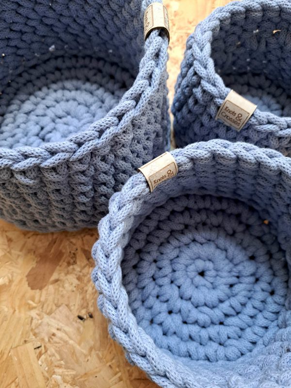 Set of 3 Nesting Crochet Baskets | Recycled Cotton Cord - Image 2