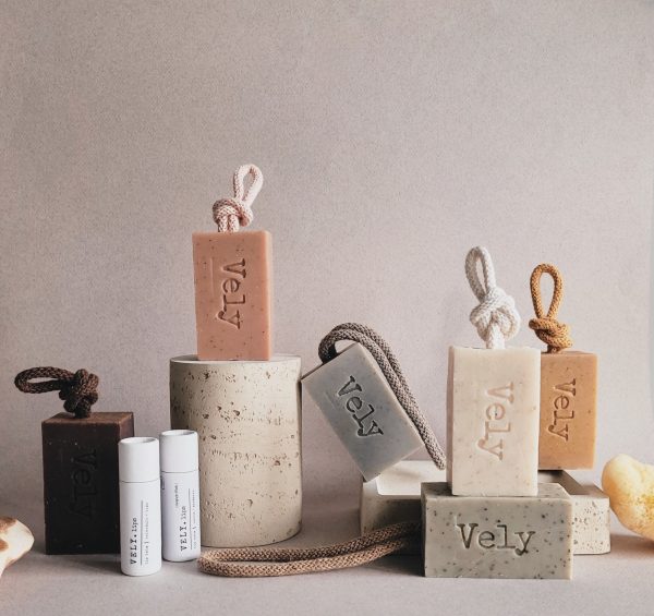 The Vely Soapery natural self-care products soaps on ropes lip balms