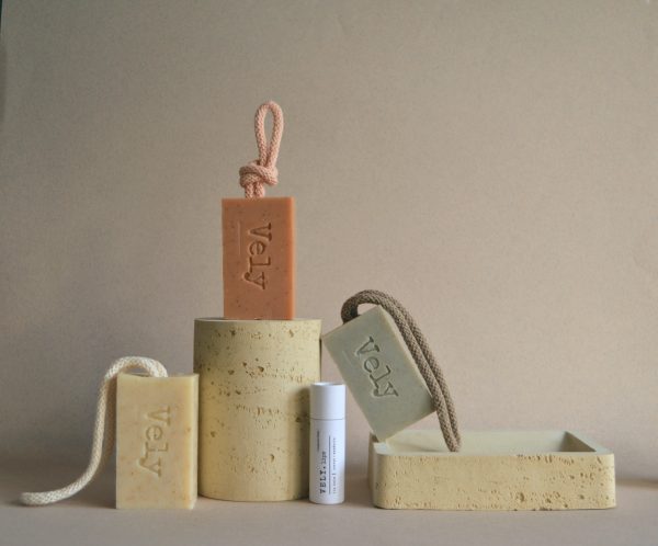 The Vely Soapery soap on a rope range